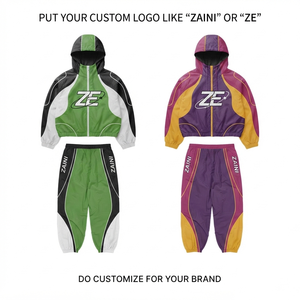 ZAINI Men's Winter Casual Hooded <b>Windbreaker</b> Jacket 300g Polyester/Nylon Breathable Green/<b>Black</b>/White Front Panel Custom Logo - Product Image 1