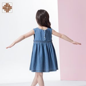 เดรสสีฟ้าล้วนสำหรับเด็กผู้หญิงทำจากผ้ายีนส์ - Product Image 3