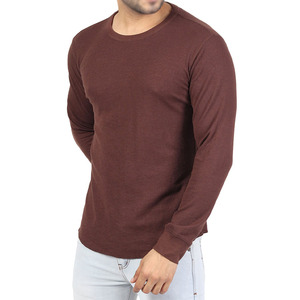 Camiseta de Punto de Manga Larga para Hombre al por Mayor, Logotipo Personalizado, Color Sólido, Buena Calidad, 100% Algodón, Estilo Casual, Fabricante OEM ODM - Product Image 2