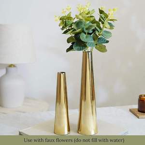 Vase à fleurs moderne en métal doré - Vase floral de luxe fait main pour centre de table, décoration de salon, mariage, vente en gros - Product Image 2