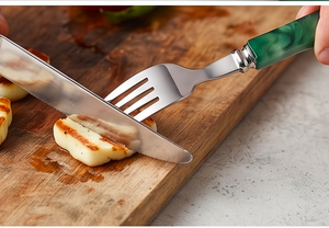 Ensemble de couverts en résine verte design avec finition miroir pour la maison, les restaurants, les fêtes et la vaisselle quotidienne - Product Image 6
