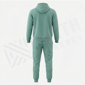 Ensemble de survêtement à capuche pour homme, couleur unie, décontracté, sweat-shirt et pantalon longs, respirant, 100% coton, vêtements d'automne - Product Image 2