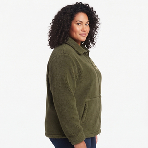 Chaqueta de Forro Polar Sherpa para Mujer, Marca Privada Personalizada, Ropa de Invierno, Chaquetas de Forro Polar para Mujer, Chaquetas Polar con Cuello Camisero - Product Image 4