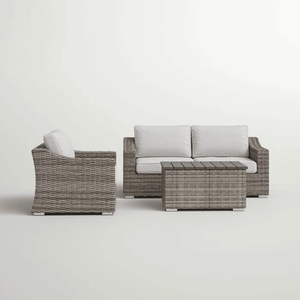 Ensemble de jardin élégant en rotin tressé pour 3 personnes, entièrement assemblé, avec coussins moelleux pour la détente en extérieur - Product Image 3