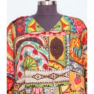 Kaftan en dentelle de coton pur très demandé pour femmes, imprimé floral délicat, respirant, écologique, coupe ample, tenue décontractée d'été pour la plage - Product Image 2