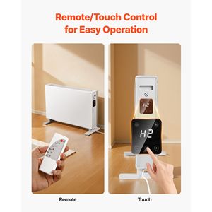 Riscaldatore Elettrico a Pannello da 1500W con Telecomando Touch, 3 Modalità, Timer 24H, Montaggio a Parete o su Supporto, Riscaldatore a Convezione a Infrarossi Lontani - Product Image 3