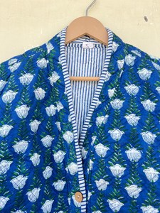 Indian Handmade 100% Cotton Eco-Friendly Quilted Anti-Wrinkle Breathable Quick Dry Front Pocket <b>Covered</b> <b>Button</b> Winter Regular - Product Image 4