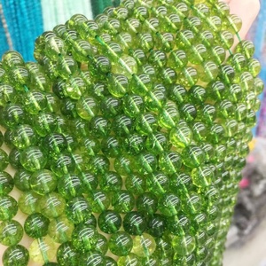 Perles de pierres précieuses en quartz cristal vert péridot olivine craquelé, lisses, brin complet de 15 pouces, certifiées IGI, ZUBEDA GEMS, pour bijoux DIY - Product Image 5