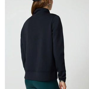 Suéter de cuello alto azul oscuro para mujer, de manga larga recta y dobladillo liso con ribete, ideal para ropa casual de calle. - Product Image 3