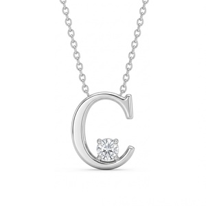 Collar con Colgante de Letra C en Chapado de Oro de 18 Quilates, Diamante Cultivado en Laboratorio con Corte Brillante Redondo de 0.300 ct, Joyería Fina Unisex - Product Image 4