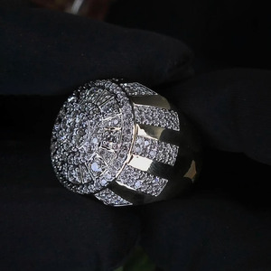 925 Sterling <b>Silver</b> Moissanite Diamond Mens Engagement <b>Ring</b> Iced Out Champion <b>Statement</b> Pinky <b>Ring</b> Hip Hop Rapper Bling Jewelry - Product Image 5