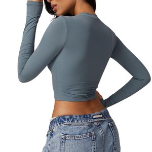 Haut court de compression effet seconde peau pour femme OEM – T-shirt de sport doux à manches longues pour fitness, gym et yoga - Product Image 6
