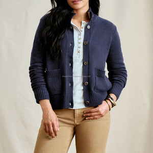 Cárdigan de Punto Acrílico Sólido de Manga Larga para Mujer, Estilo Casual de Invierno, Holgado, con Cuello Vuelto y Abotonadura Sencilla - Product Image 4