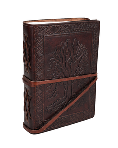Leather <b>Journal</b> with Embossed Tree of Life Design – Dark Brown Celtic Bound Vintage Diary with Wraparound Strap Closure 7X5inch - Product Image 2