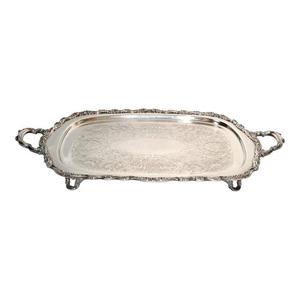 Plateaux ovales en aluminium avec poignée, forme personnalisée, plateau de service alimentaire argenté pour table, utilisés dans les hôtels et les mariages - Product Image 1