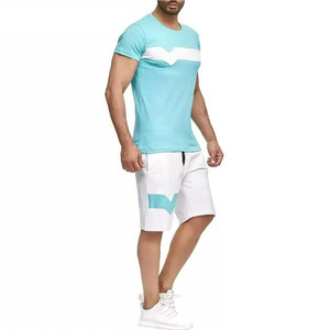 T-shirt à manches courtes streetwear personnalisé de haute qualité, imprimé géométrique blanc, séchage rapide, tricoté, ensemble décontracté, coupe régulière, vêtements de jogging - Product Image 4