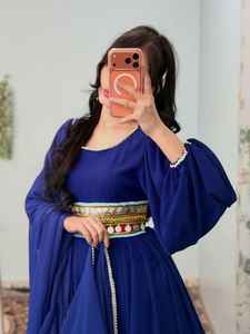 Prix bas, 100% haute qualité, robe longue à lacets et fermeture éclair, broderie, manches longues, style afghan, pour femmes, longueur genou, respirante, couleur unie - Product Image 2