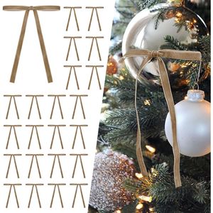24 Pezzi Fiocchi in Velluto Kaki 3/8 Pollici di Larghezza 5*7 Pollici per Albero di Natale, Decorazioni per Ghirlande e Nastri Natalizi Vintage - Product Image 2