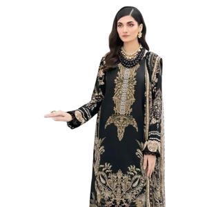 คอลเลกชั่นสูททำงานปักคอลเลกชั่นสูทปากีสถานผ้าฝ้ายพิมพ์ลายสวยสำหรับฤดูร้อน - Product Image 1