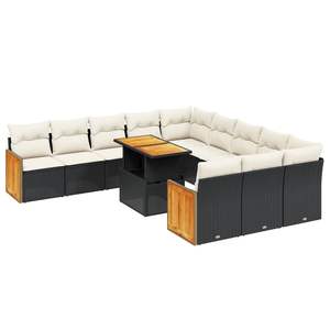 Ensemble de canapés de jardin avec accoudoirs réglables, grand modèle en rotin PE noir, mobilier de jardin spacieux avec sièges confortables - Product Image 2