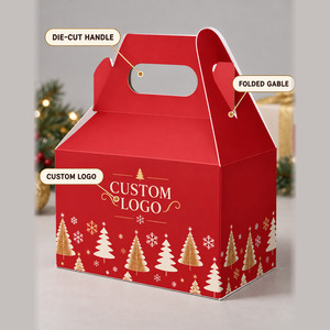 Caja de Regalo Navideña Roja Personalizada con Asa Troquelada al por Mayor - Product Image 6