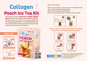 Signwin-ผงชาน้ำแข็งรสพีชพร้อมชุดคอลลาเจน5000มก. 300กรัม/กล่องน้ำเย็นละลายน้ำได้ - Product Image 4