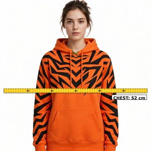 Sudadera con Capucha Unisex NEXTEX con Estampado de Rayas de Tigre, Naranja, Geométrica, con Bolsillo Tipo Canguro y Cordón Ajustable - Product Image 5