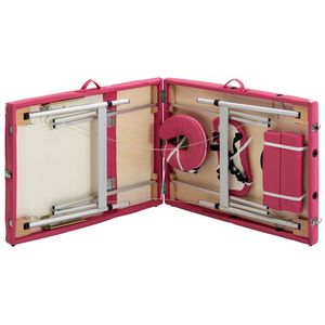 Table de massage pliable en aluminium rose avec 3 zones pour usage domestique ou professionnel - Product Image 6