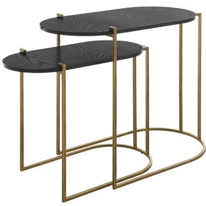 Modern <b>Nesting</b> <b>Table</b> Set of 2 Round Metal Coffee <b>Tables</b> with Glass Top Powder Coated Finish Dining & Living Room Home Furniture - Product Image 6