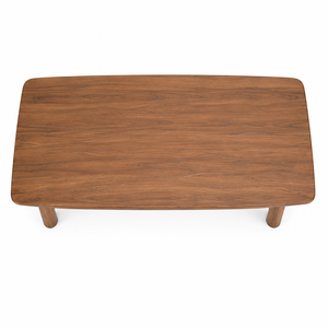 Table à manger rectangulaire moderne en teck massif, écologique, imperméable, avec base à supports latéraux pour appartement, hôtel, école et villa - Product Image 4
