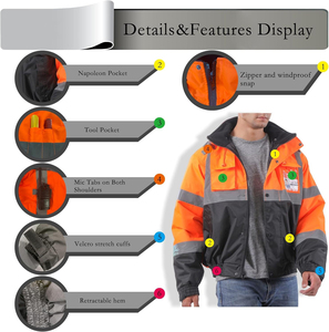 Veste de sécurité hivernale professionnelle haute visibilité réfléchissante – Fabrication haut de gamme en gros - Product Image 5