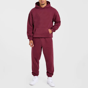Ensemble de survêtements pour hommes à logo personnalisé, vente en gros, deux pièces, sweat à capuche et pantalon de jogging avec passepoil, coupe oversize, à prix bas - Product Image 1