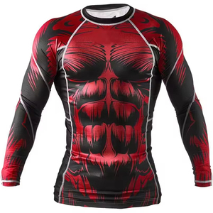 High Quality Factory Supply High Collar Quick Dry Spandex/Polyester Anti-Bacterial <b>Mens</b> <b>Compression</b> <b>Shirt</b> Long Sleeve Rash guard - Product Image 1