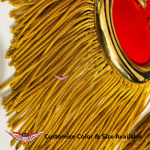 Epoleote Ceremonial Napoleónico Hecho a Mano con Flecos de Hilo Dorado y Rojo, Bordado a Mano, Ecológico - Product Image 2