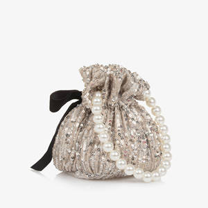 Trendy Luxury <b>Sequin</b> <b>Bag</b> with Drawstring Closure and Single Strap Elegant Velvet Bow - Product Image 4