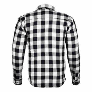Chemise en flanelle pour moto à carreaux noirs et blancs, respirante, personnalisable, entièrement doublée en aramide, protections CE amovibles, taille plus - Product Image 3