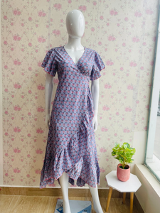 Vestido de verano transpirable con estampado de bloques a mano de alta calidad - Product Image 3