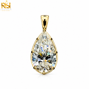 Collier pendentif solitaire en diamant de laboratoire taille poire, chaîne à trois griffes, or massif 9K 14K 18K, bijoux |   Styles élégants en forme de larme - Product Image 1