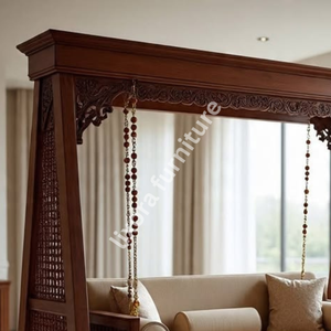 Lixora Balançoire d'intérieur en bois massif artisanale de luxe, sculptée, style Maharaja Jhoola pour salon - Product Image 3