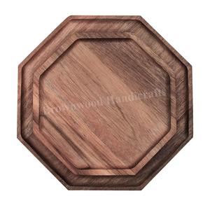 Gran oferta de platos y bandejas de madera de acacia para servir, platos de madera octagonales aptos para lavavajillas de alta durabilidad para cocina y mesa de comedor - Product Image 6