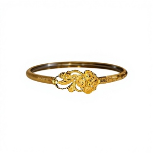 Bracelet en or massif 22 carats pour femmes, authentique or jaune 916, bracelet floral en filigrane, bijoux élégants à porter au quotidien, cadeau de luxe - Product Image 2