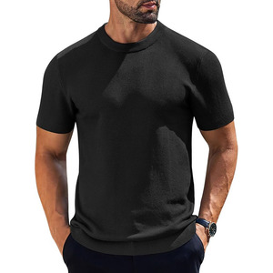เสื้อยืดถักสำหรับผู้ชาย แขนสั้น คอกลม เสื้อลำลองแบบมีลาย - Product Image 1