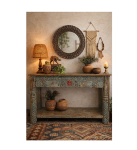 Table console en bois de style moderne, design arqué, haute qualité, unique, pour la maison, la villa, l'appartement, le bar, style mobilier ancien - Product Image 1