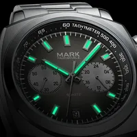 Montre-bracelet à quartz de haute qualité Mark Fairwhale, bracelet en métal, verre Hardlex, chronographe, aiguilles lumineuses, étanche 30m, FW-5900