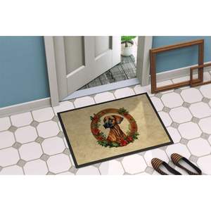 Rhodesian Ridgeback Christmas Flowers <b>Doormat</b> Non-Slip Indoor Outdoor <b>Washable</b> Low Pile Rug for Entryway 24H X 36W Front Door - Product Image 4