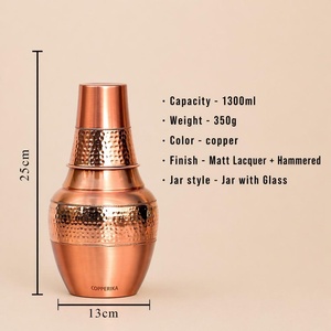 Accessoire de service en cuivre, accessoire bien-être en cuivre, gourde écologique en cuivre, bouteille durable en cuivre, vaisselle artisanale en cuivre - Product Image 2