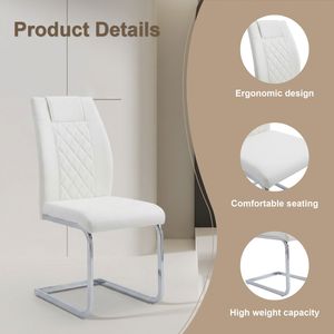 Juego de 4 Sillas de Comedor Modernas con Respaldo Alto, Tapizadas en Cuero PU con Patas Plateadas, Muebles para Cocina - Product Image 4