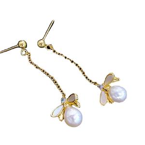 Collection début d'été 2011, boucles d'oreilles pendantes en perles mignonnes, très vendues, longue chaîne d'oreille avec bijoux en perles d'eau douce ovales - Product Image 5