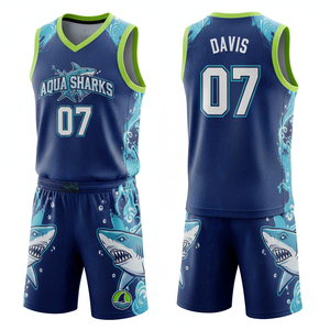 Ensemble d'uniformes de basketball unisexe en polyester à col en V pour adultes, avec ourlet évasé, maillot et short personnalisés par sublimation, vêtements de sport d'équipe respirants - Product Image 6