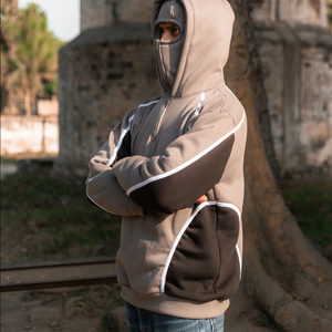 Sweat à capuche balaclava demi-zip personnalisé de haute qualité, en coton, avec cache-visage, style streetwear, masque intégré, fournisseur en gros OEM - Product Image 3